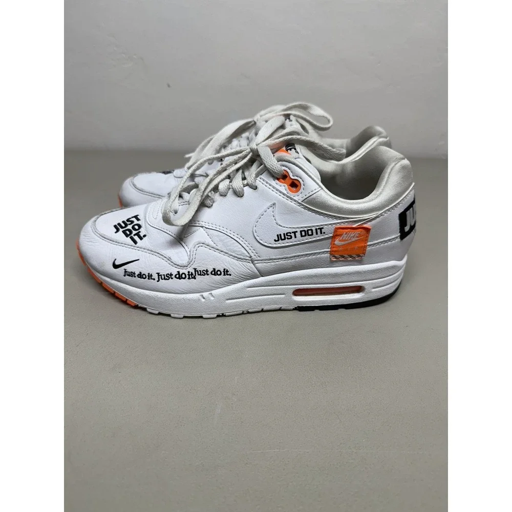 Nike Air Max 1 Just Do It Womens Sz 8.5 Mens Sz 7 White Orange 917691-100